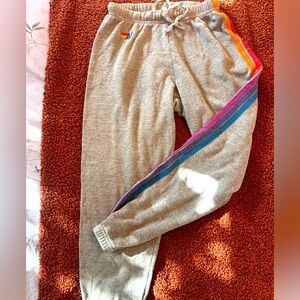 Aviator Nation sweats heather gray size XS five stripes down side